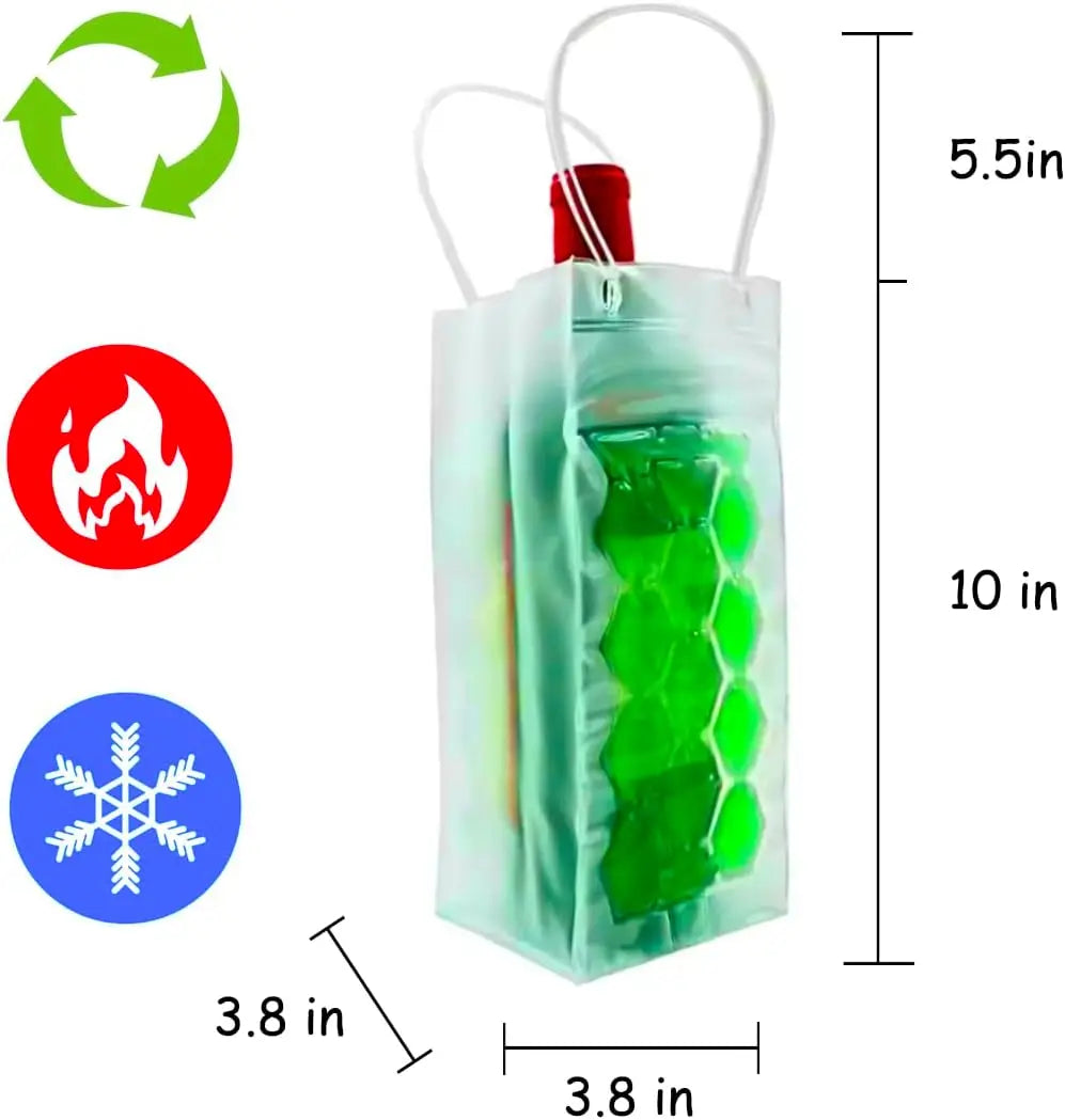 Ice Chiller Bag for Wine Bottle Cooler for Party Cooler for Red White Champagne or Sparkling Gel Cooling Holder Freestanding Peaceful Pleasures Health and Wellness Green