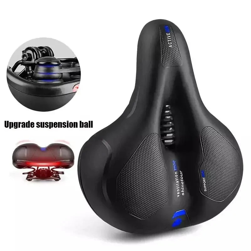 Dual shock-absorbing ball memory foam waterproof wide bike saddle for stationary bike/exercise bike/mountain bike/road bike etc. Peaceful Pleasures Health and Wellness Blue