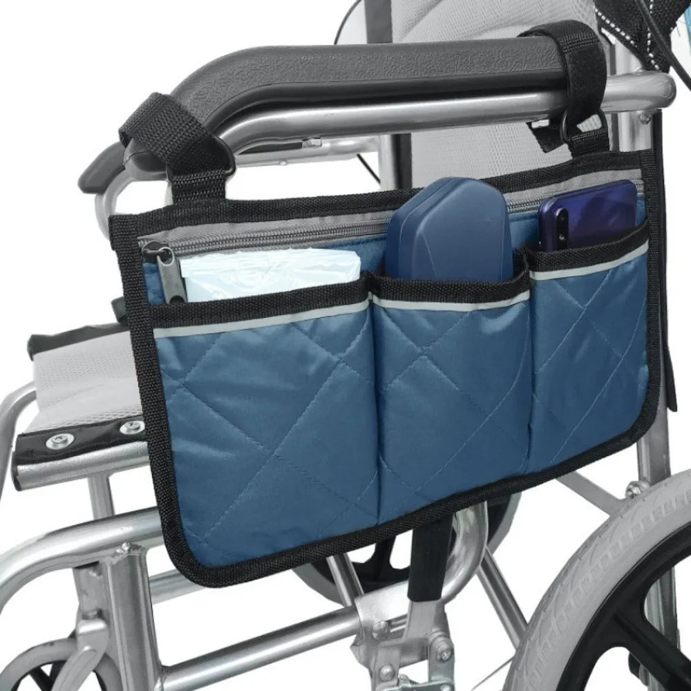 Wheelchair Armrest Hanging Bag | Multi-Pocket Waterproof Organizer