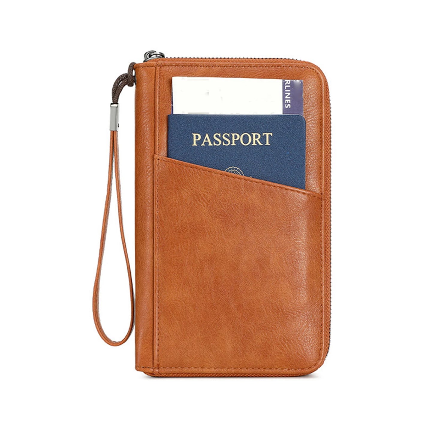 Portable Family Passport Holder Portable & Waterproof Travel Passport Holder Bag for Cards Boarding Pass Money Peaceful Pleasures Health and Wellness Light brown