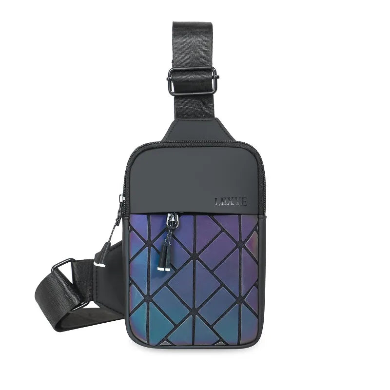 Rhombus Grid Crossbody Bag | PU Leather Shoulder & Chest Bag