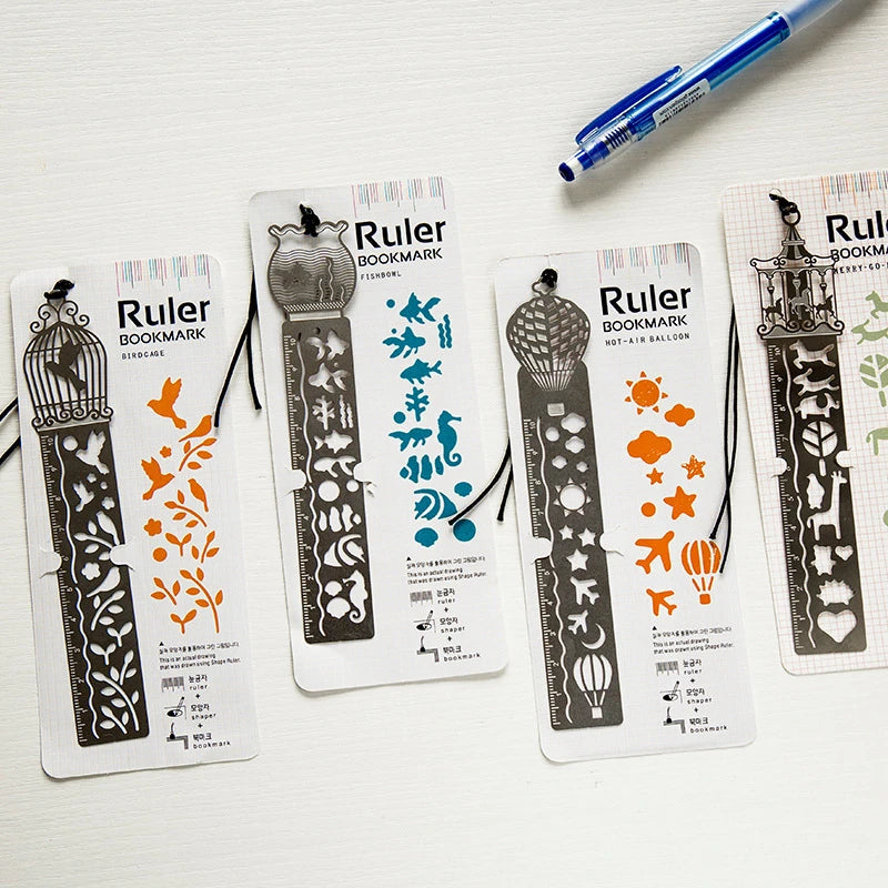 Bview Art Metal Bookmark Ruler Creative Horse Birdcage Hollow Design