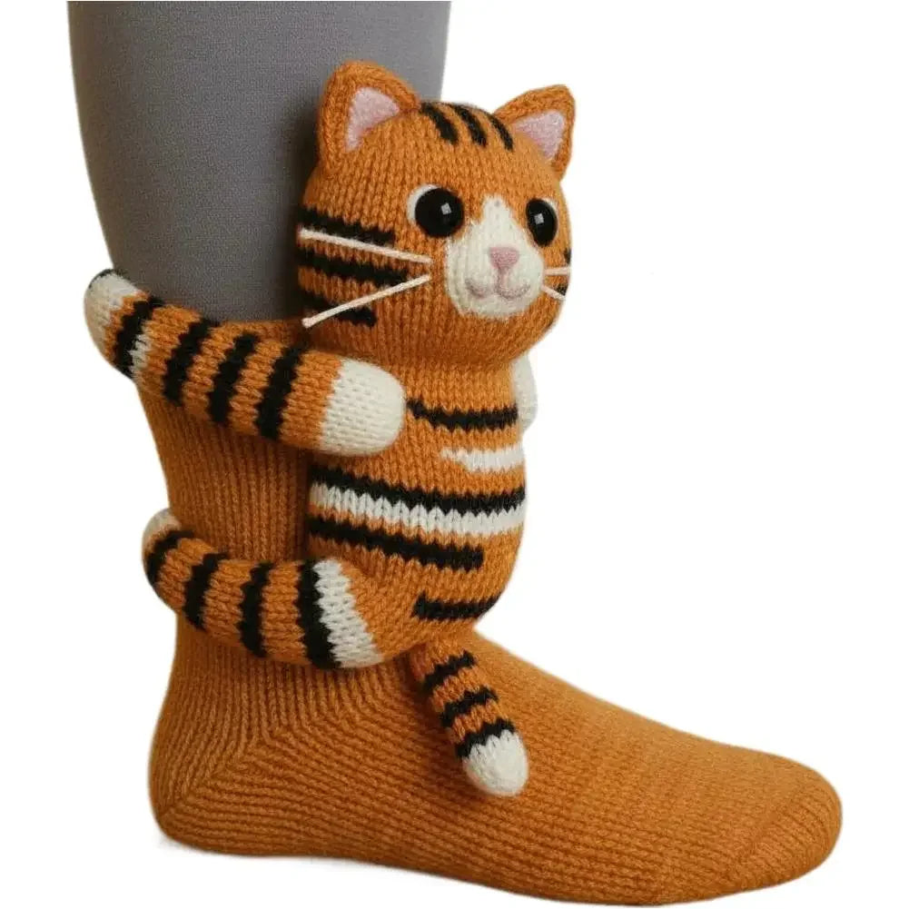 3D Knit Animal Socks Cute Floor Socks Hand Crocheted Double Layer Warm Sock with Cute Rabbit Panda Animals Christmas Gifts Peaceful Pleasures Health and Wellness 03 35-39