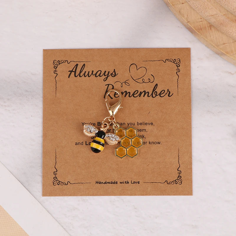 Cute Bee Honeycomb Honeypot Keychain – Gift for Women & Men Novelty Keychain Charm Peaceful Pleasures Health and Wellness A 1pc