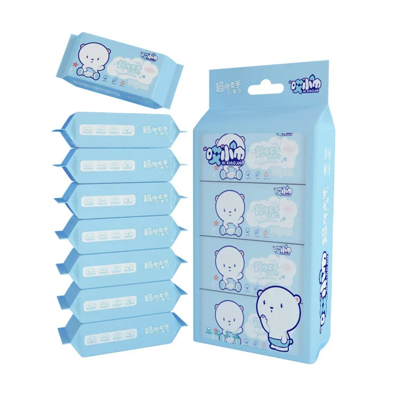 64-Pack Mini Disposable Travel Wipes – Hand & Mouth, Alcohol-Free