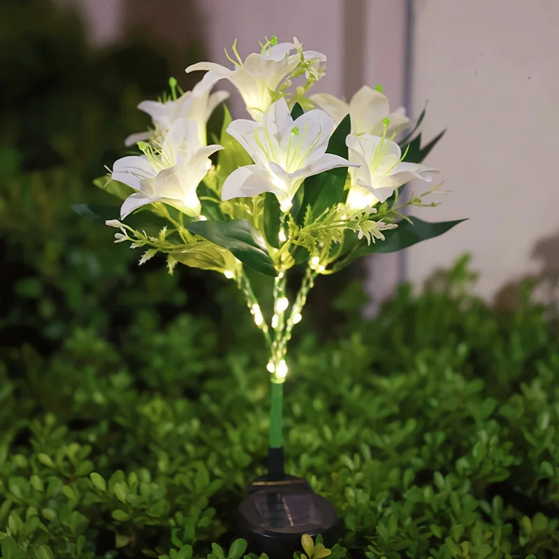 Solar LED Lily Flower Garden Stake Light | Outdoor Lawn Decor
