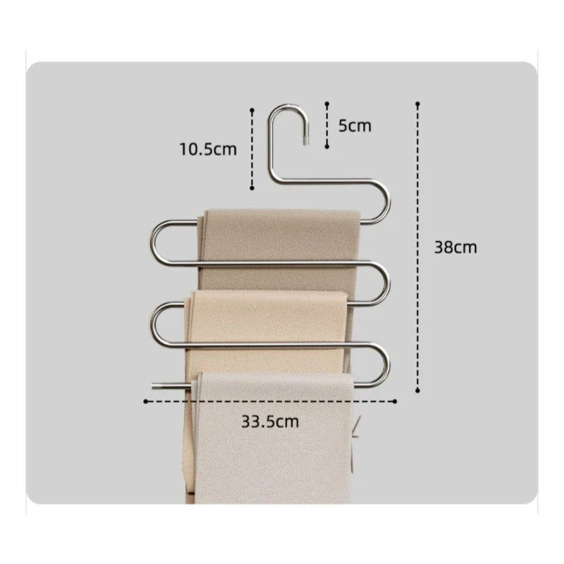 1PC Non-slip Pant Storage Rack Cloth Rack 5 Layers Multi-functional Clothes Hangers Multiple Functions for Hanging and Storage Peaceful Pleasures Health and Wellness