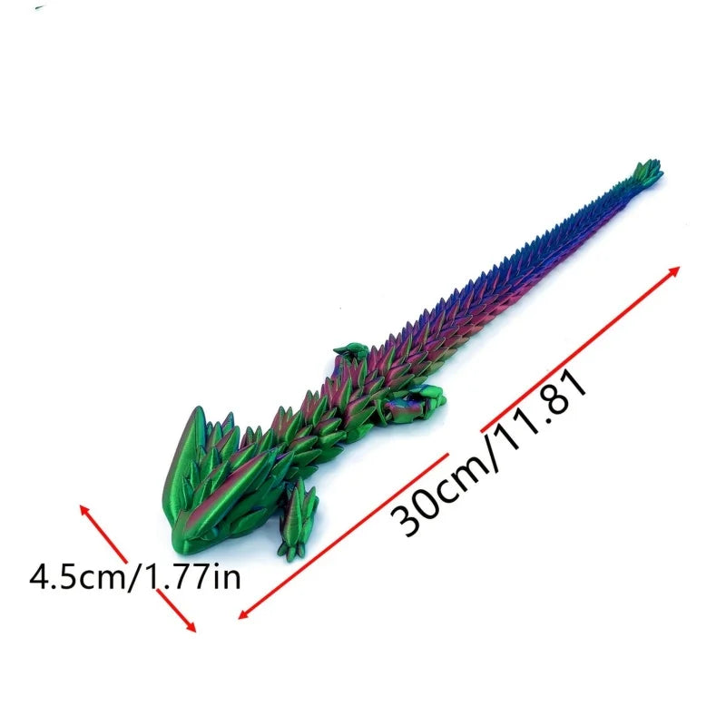 2-Piece Set with Random Color Gradient, Dragon King Design, 3D Printed Articulated Dragon, Luminous Version Available, Movable, Multi-Color Gradient Crystal Dragon, Creative Ornament for Office Display, Statue Decoration Peaceful Pleasures Health and Wellness