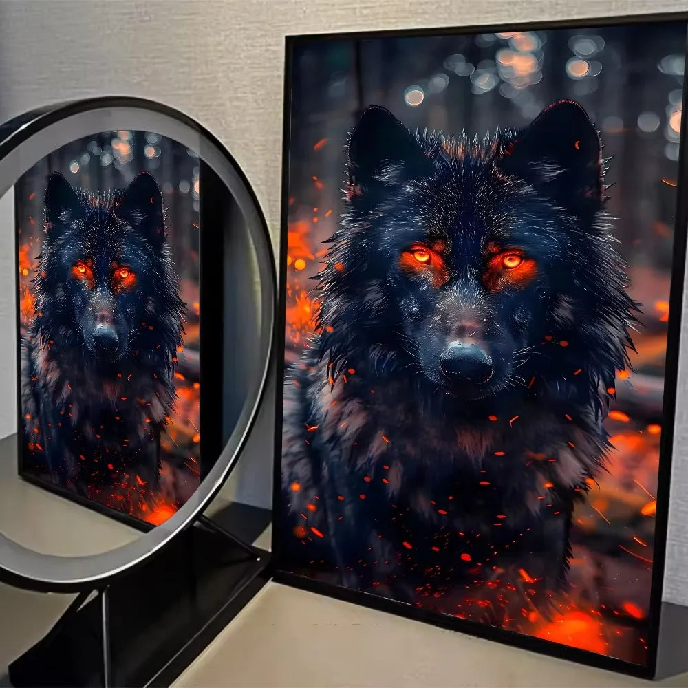 Fantasy Wolf & Crow Canvas Wall Art Poster | Halloween Décor Canvas Wall Art Peaceful Pleasures Health and Wellness ZLH5275 100x150cm No Frame