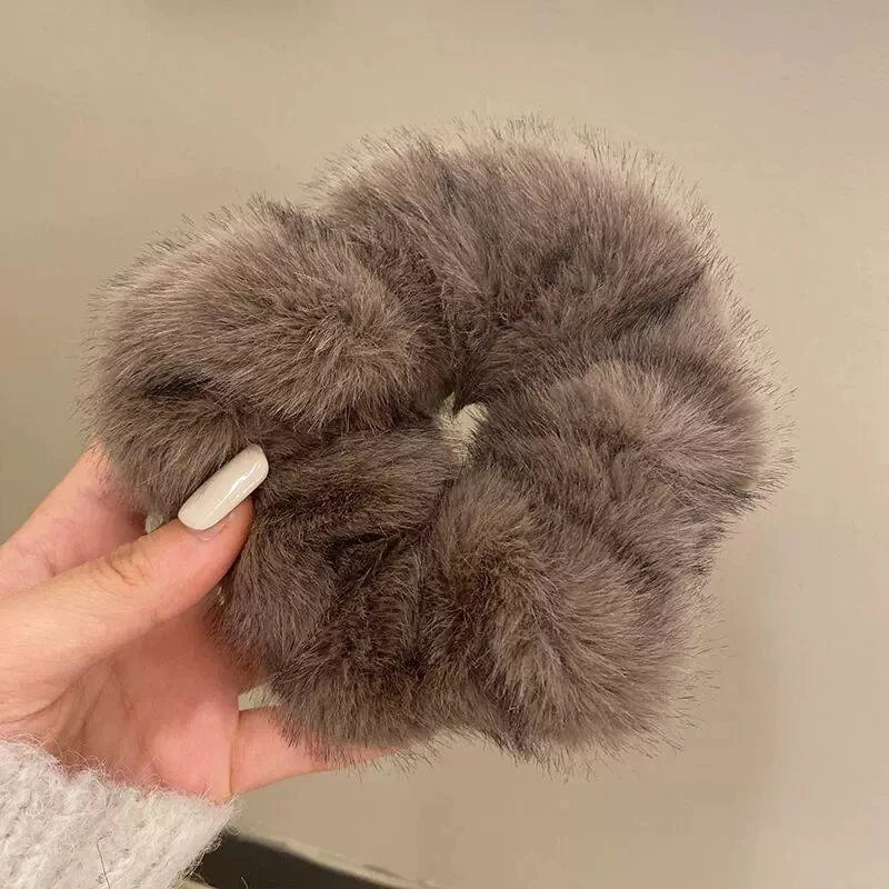 Retro Plush Elastic Hair Tie | Imitation Mink Hairband for Women