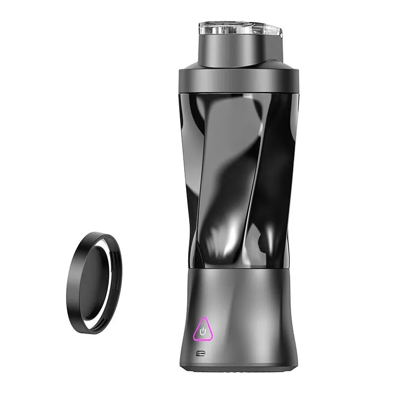 Built-in Battery 6-leaf Cutter Head USB Charging Silent Motor Automatic Cleaning Portable Fruit Juicer Electric Juicer Peaceful Pleasures Health and Wellness black