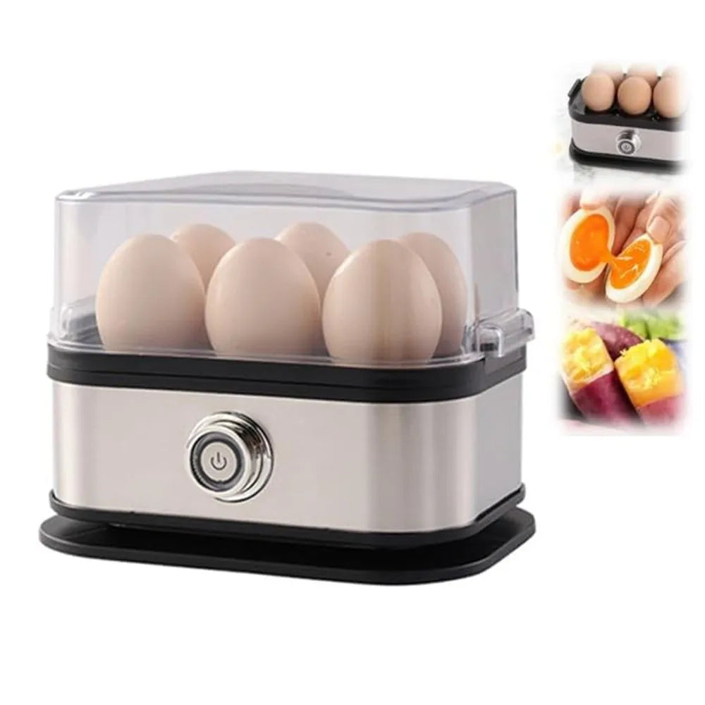 200W Rapid Egg Cooker – 6-Egg Stainless Steel Auto Shut-Off