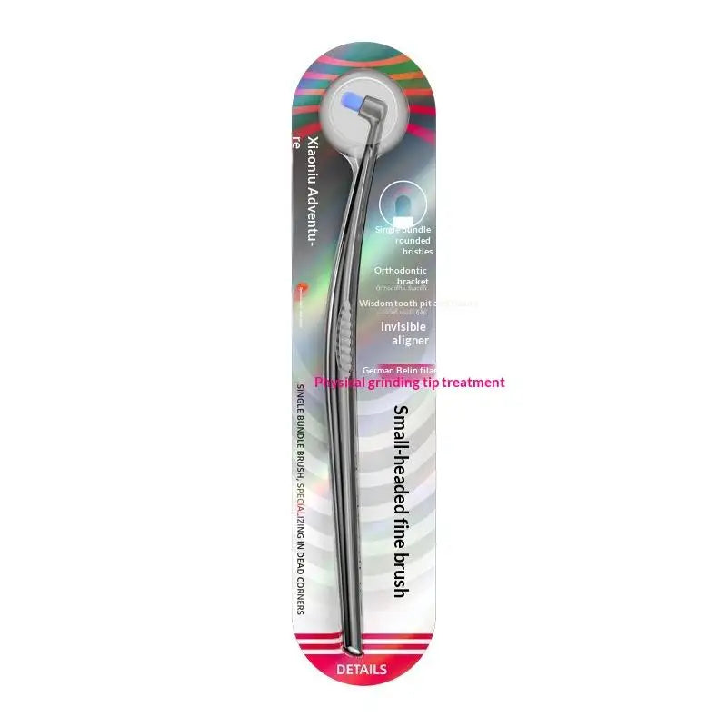 Small Head Single Bundle Interdental Brush Teeth Cleaning Toothbrush Deep Oral Cleaning Soft Bristle Colorful Small Head Brush Peaceful Pleasures Health and Wellness Black