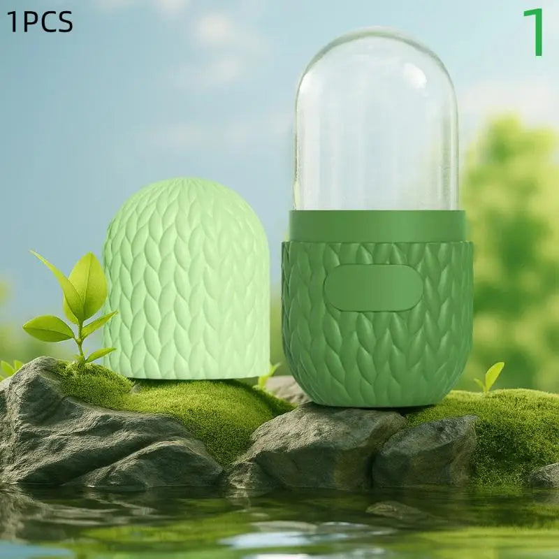 Silicone Cube Tray Shape Face Facial Ice Roller Massage Face Massage Roller Facial Reusable Ice Face Roller Skincare Tool Peaceful Pleasures Health and Wellness Green 1