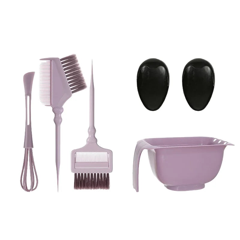 5pcs/set Hair Dye Kit Hair Dye Tools Hairdressing Styling Accessories With Hair Dye Color Mixer Hair Dye Brush Bowl Salon Hair Peaceful Pleasures Health and Wellness PURPLE