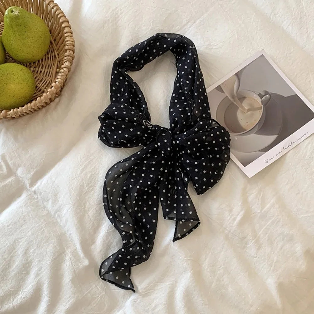 Women's Polka Dot Chiffon Scarf – Lightweight Long Headband