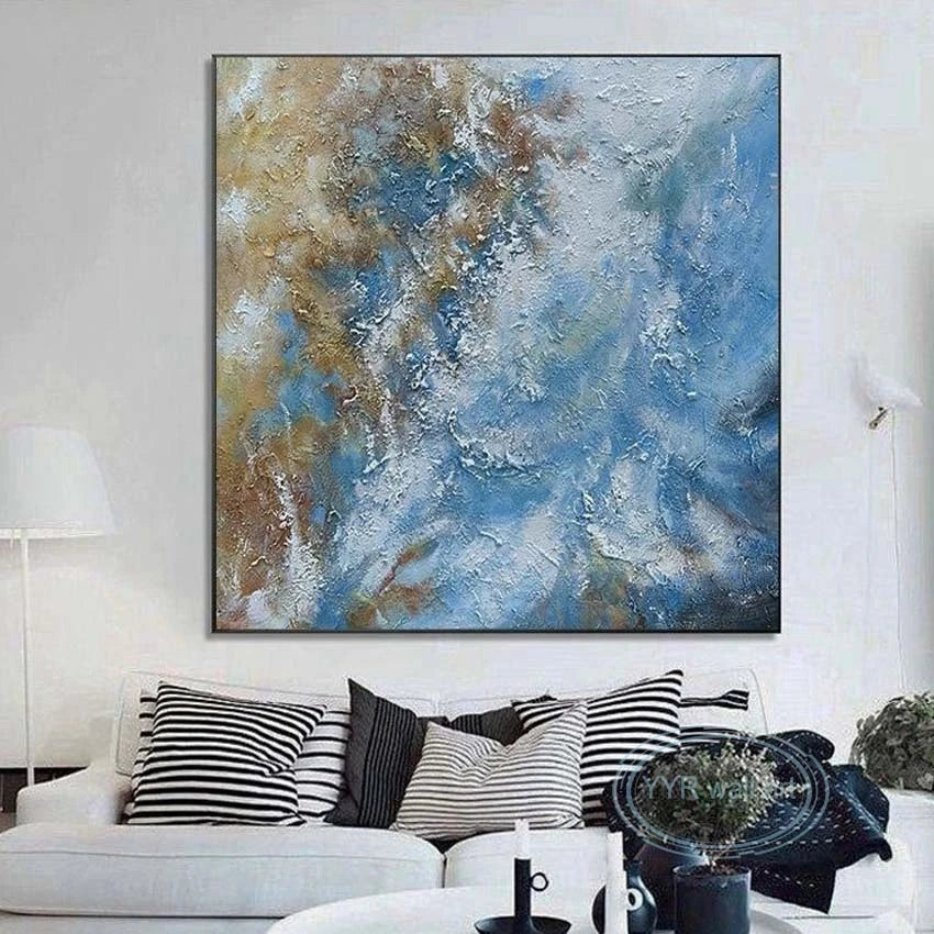 Large Square Mural Abstract Art Oil Painting Handmade Texture Wall Decoration Canvas Living Room Bedroom Restaurant Custom Image Peaceful Pleasures Health and Wellness