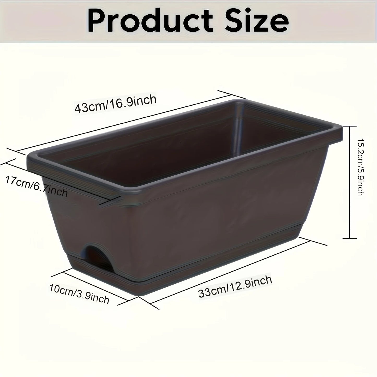 3-Pack Rectangle Window Box Planters with Drainage Holes