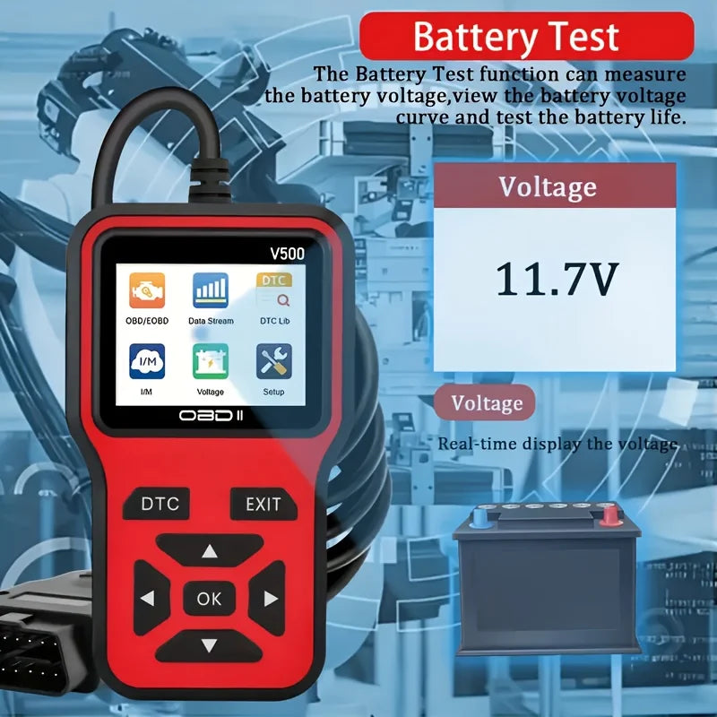 V510 OBD2 Car Diagnostic Scanner | 8 Languages, 2025 Model
