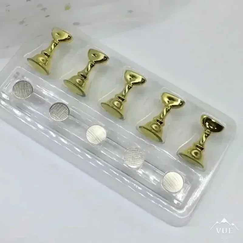 4sets 5pcs/Set Nail Practice Base, Acrylic Display, Magnetic Holder, False Nail Tips Practice Stand, Art Tools Peaceful Pleasures Health and Wellness Gold