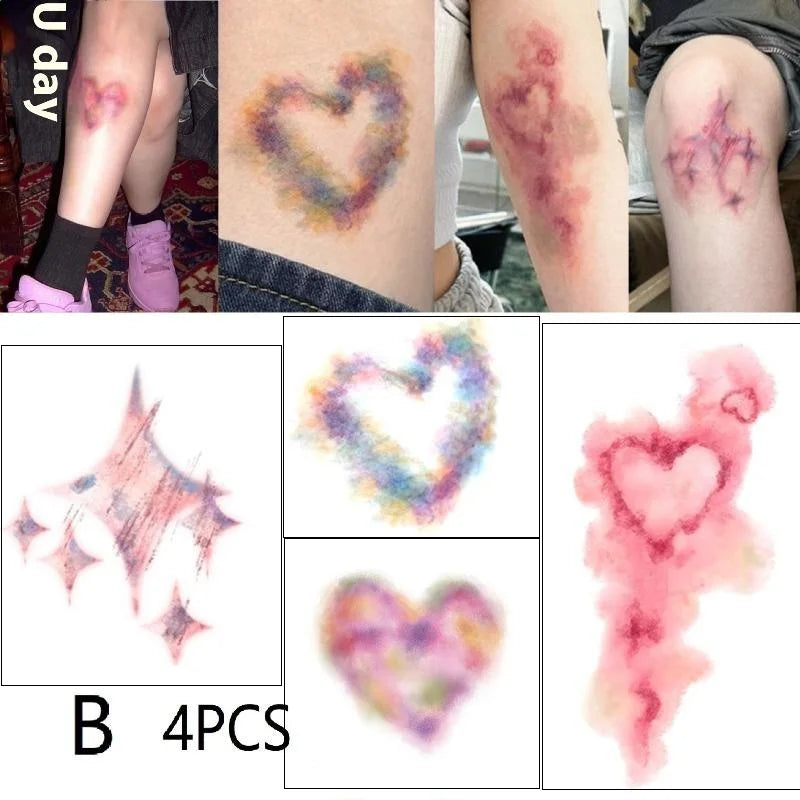 4 Sheets Halloween Wound Bruising Temporary Tattoos for Cosplay Waterproof Scar Tattoo Stickers Lasting Fake Arm & Ankle Ink Peaceful Pleasures Health and Wellness B