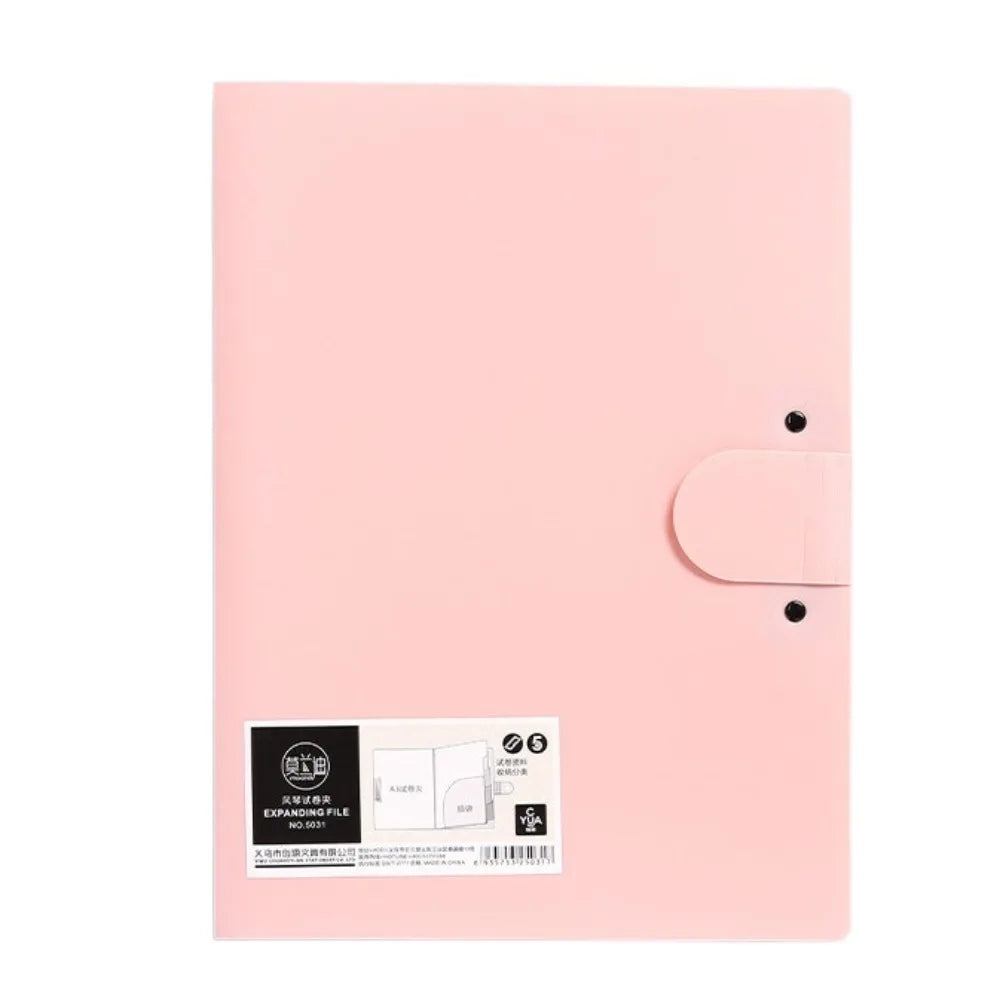 8 Pockets Expanding File Folder A4 Multi-layer File Organizer Portable Waterproof Document Storage Bag Contract Invoices Peaceful Pleasures Health and Wellness Pink