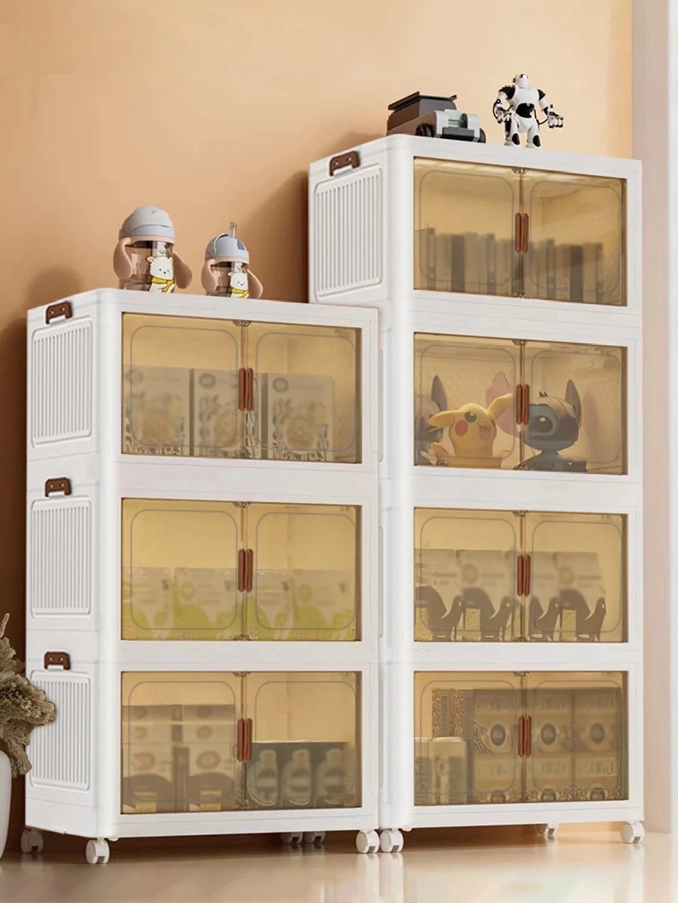 Stackable Storage Bins with Lids, Wheels & Folding Design Peaceful Pleasures Health and Wellness