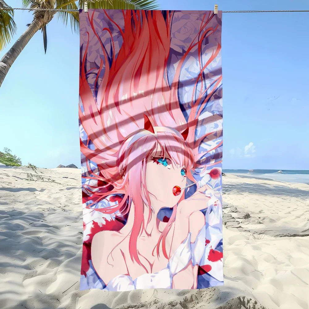 Darling in the FranXX Zero Two Anime Beach Towel | Quick Dry Anime Beach Towel Peaceful Pleasures Health and Wellness z5 STJ50x100CM