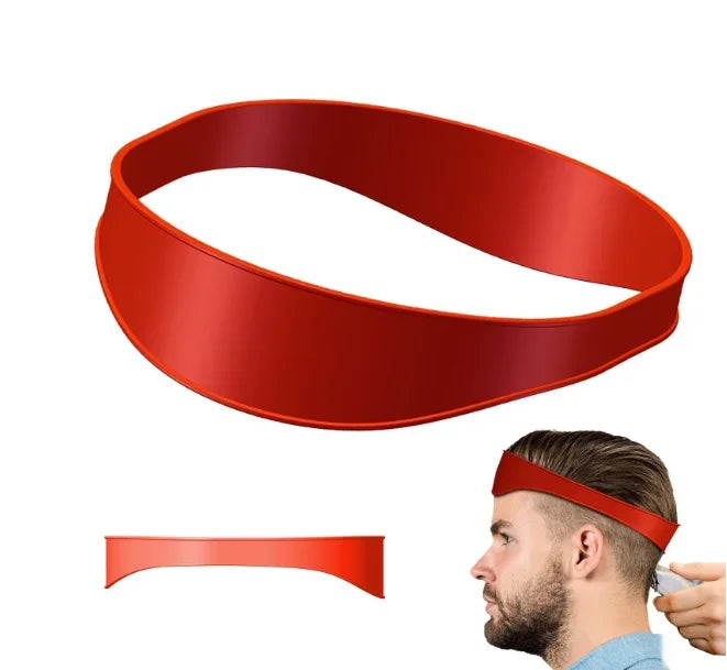 Curved Silicone Hair Trimming Tool DIY Fade Haircut Template Barber Neckline Shaving Headband for Home Haircuts Peaceful Pleasures Health and Wellness Red