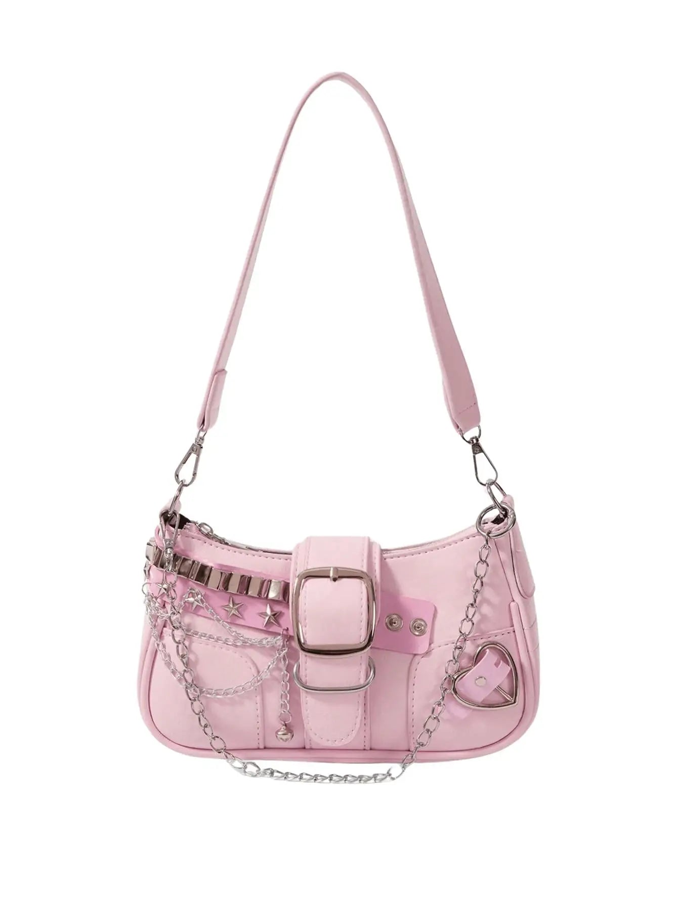 Original Sweet Spicy Bags Chain Sweet Cool Girl Niche Design Millennium Spicy Girl Crescent Underarm Bags Fashionable Versatile Peaceful Pleasures Health and Wellness Pink