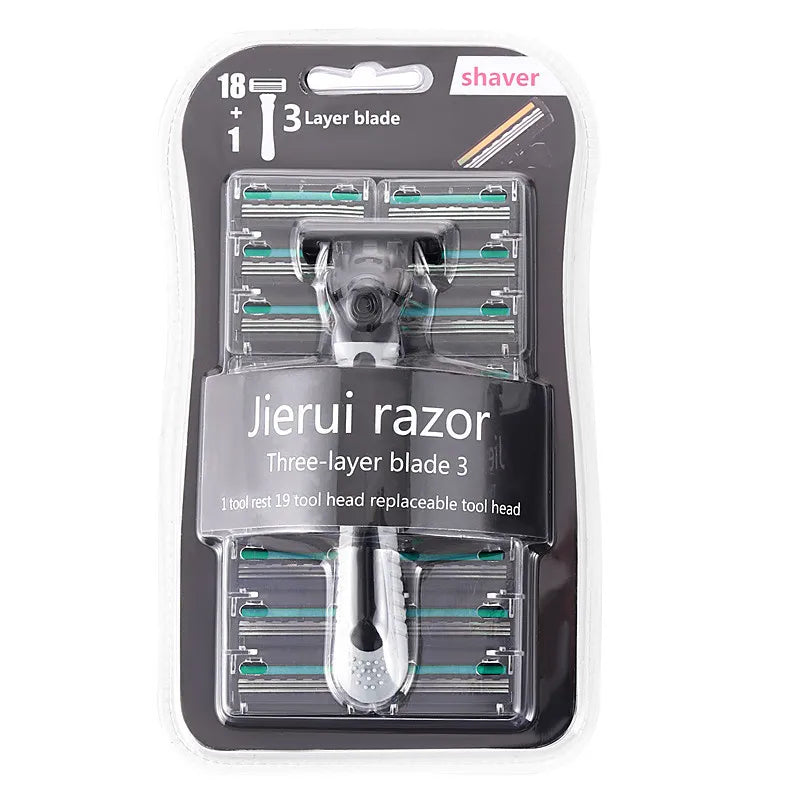 Shaver Brand New Design Men Razor Shaving Three Layer Shaver Reusable Razor Imported Blade Multi Tool Head Replace Peaceful Pleasures Health and Wellness green