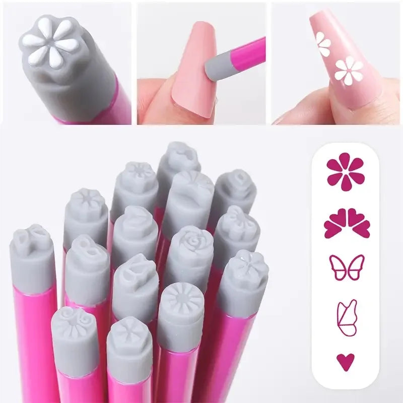 Nail Art Stamp Pen Set – Flower & Butterfly Transfer Printing