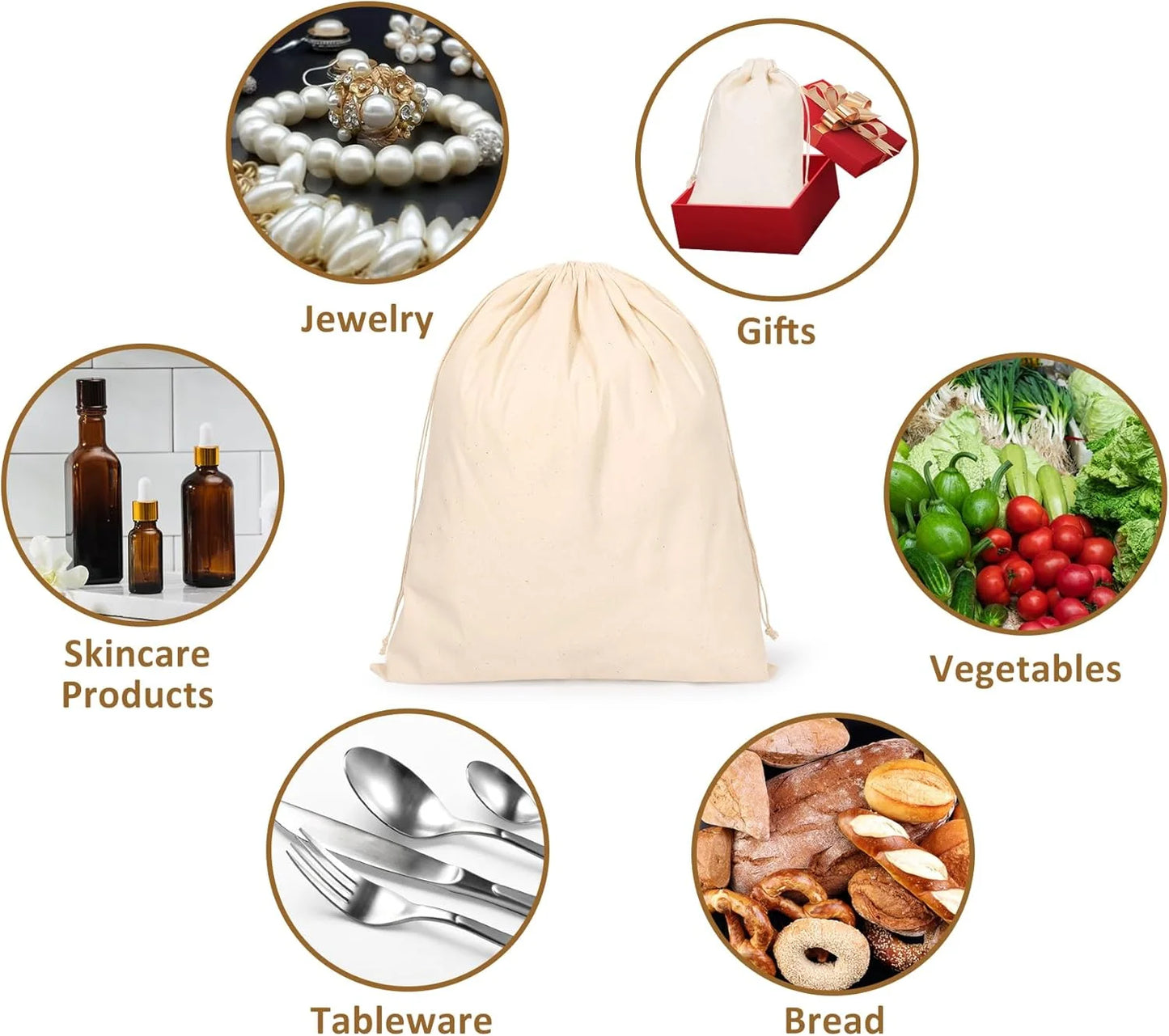 Custom Cotton Drawstring Gift Pouches 10/20 Pack | Wedding & Jewelry