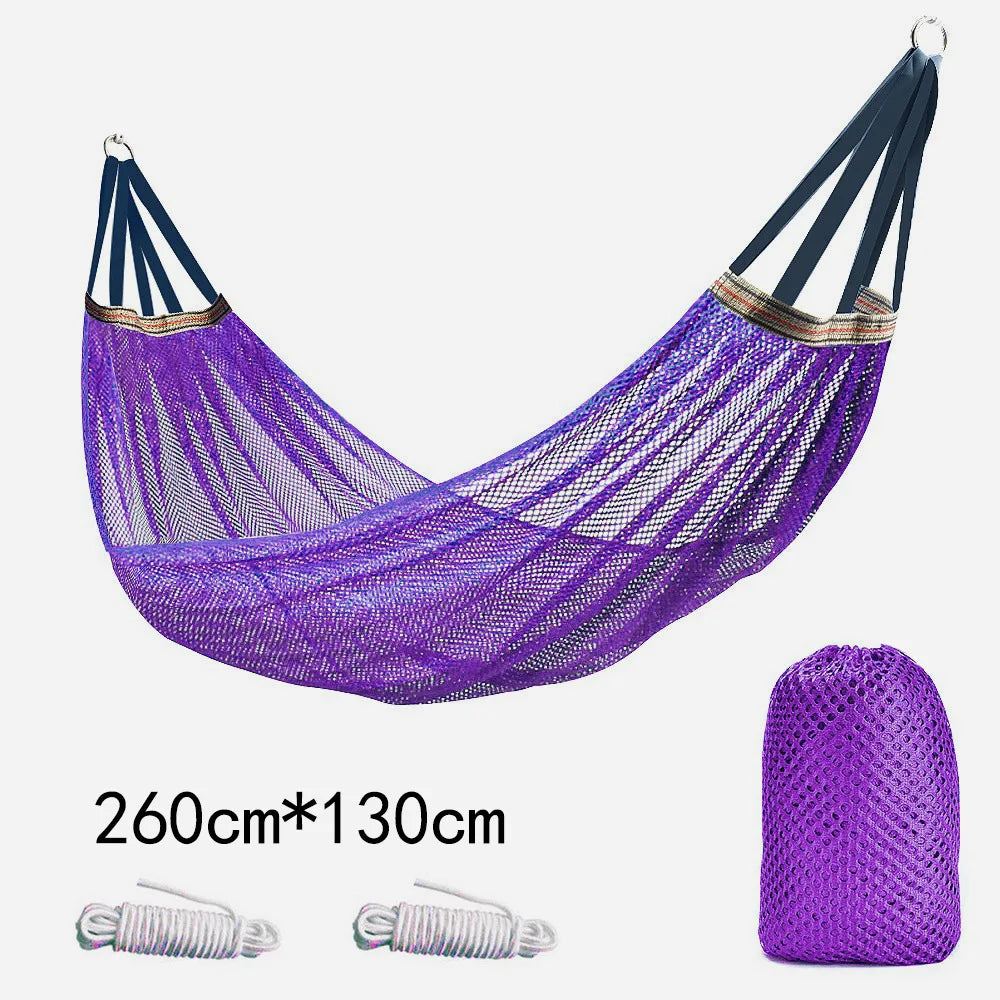 The Hammock Outdoor Ice Wire Mesh Hole Swing and Curved Rod Are Stable Sturdy and Have Good Load-bearing Capacity Peaceful Pleasures Health and Wellness purple