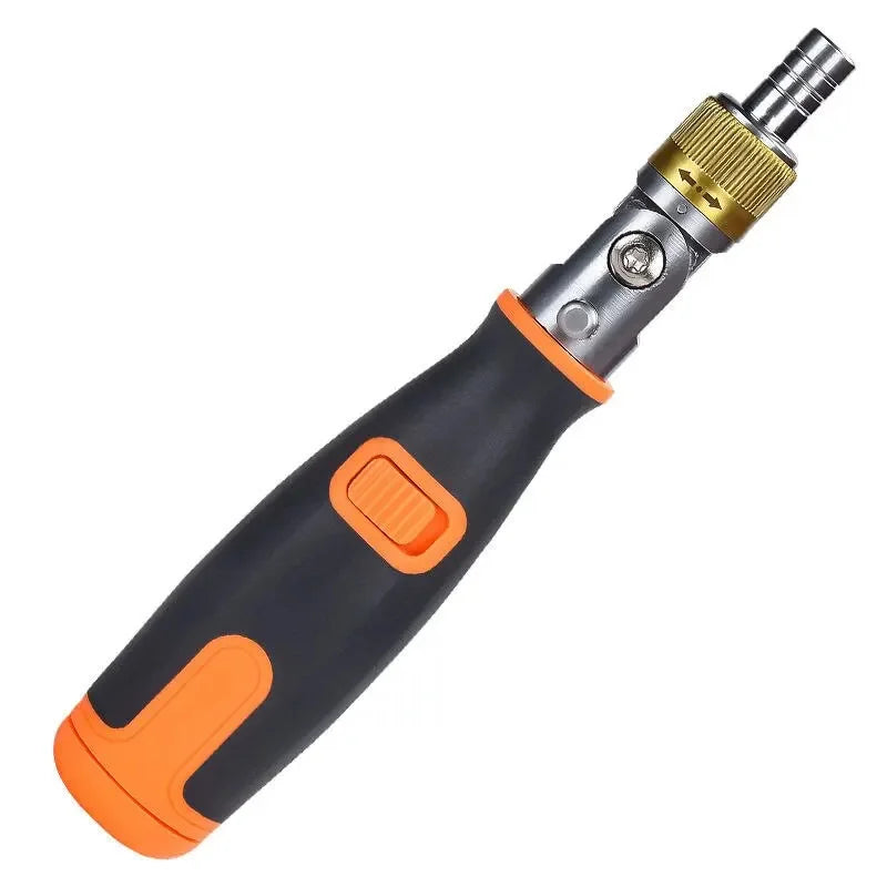 10 In 1 Portable Ratchet Screwdriver Multifunctional Hidden Screwdriver Head Corner Capable Multi Angle Screwdriver Set Peaceful Pleasures Health and Wellness Orange