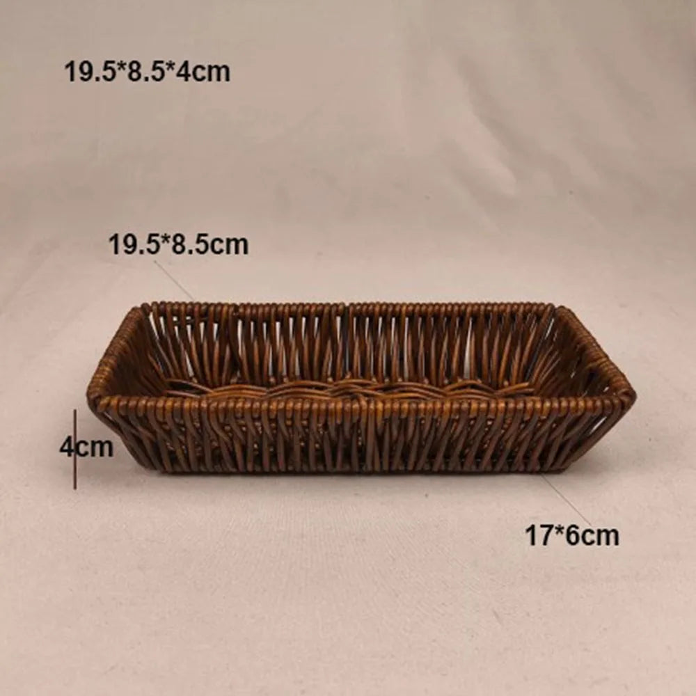 Hardness Rattan Wicker Woven Serving Baskets Household 6 Styles Bread Fruit Vegetables Basket Handwoven Rattan Basket Peaceful Pleasures Health and Wellness 3