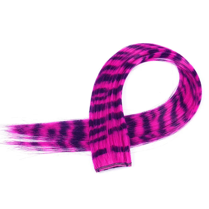Girls Clip-On Wig Hairpiece – Stripe & Leopard Print, 18 in