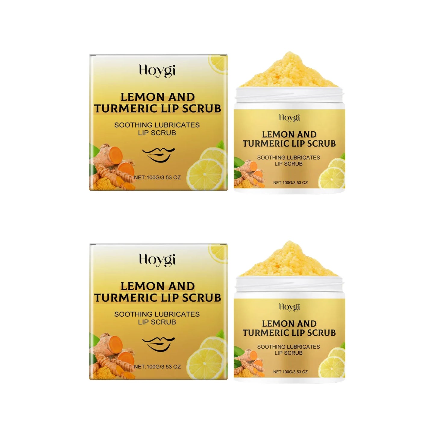 Hoygi Turmeric Lemon Lip Scrub – Exfoliate & Brighten Lips
