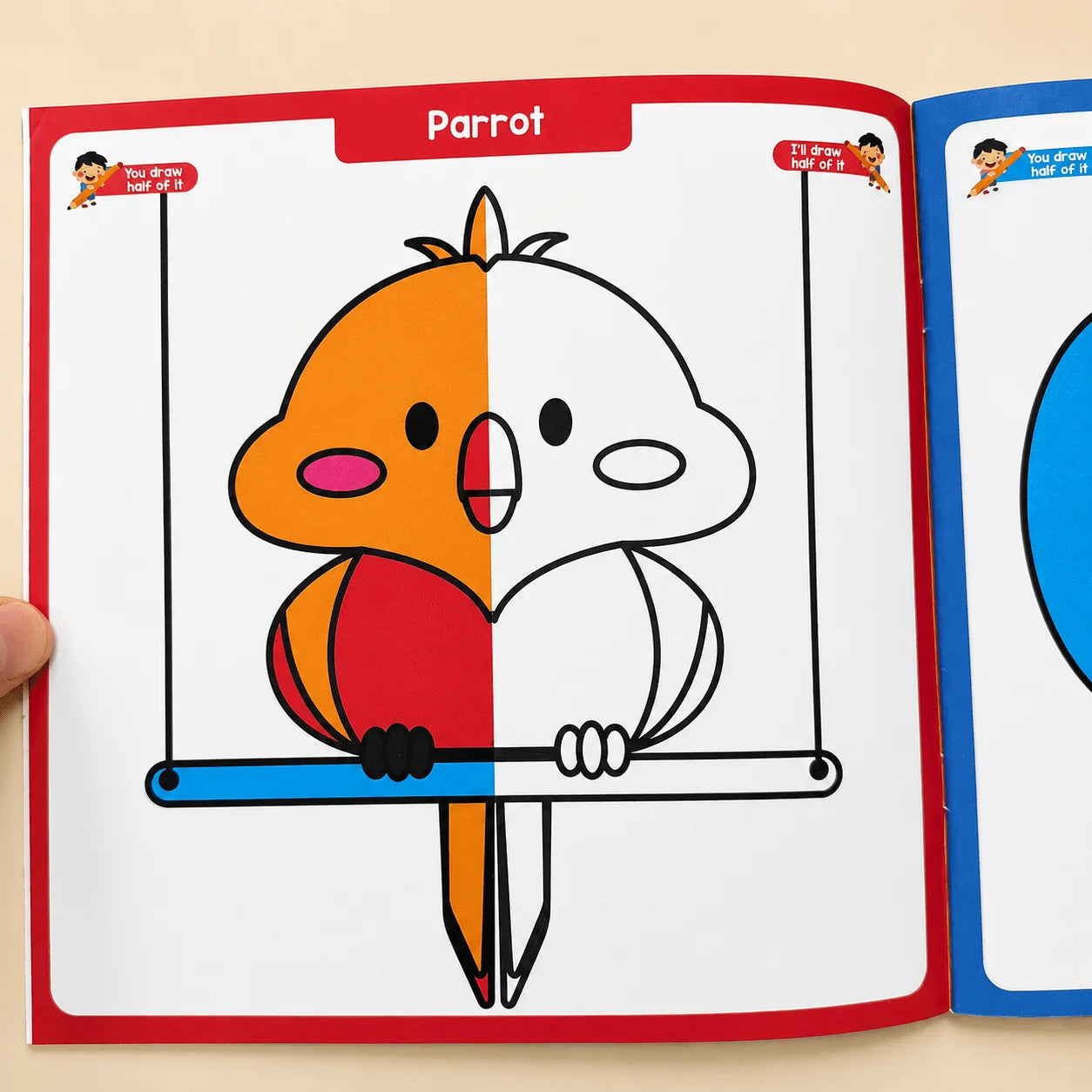 32-Page Fun Painting Symmetry Coloring Book Cute Half-finished Animal