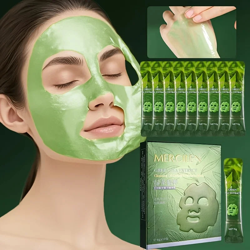 Green Tea Peel-Off Face Mask – Hydrating & Anti-Aging (10pc)
