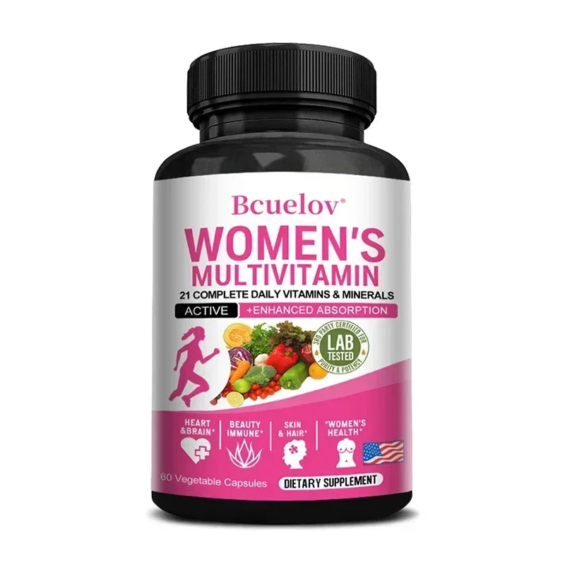 Women's Multivitamin Supplement Capsules - for Joints, Hair, Skin, Nails, Brain, Heart, Digestive and Immune Health Peaceful Pleasures Health and Wellness 60 Count-1 bottle