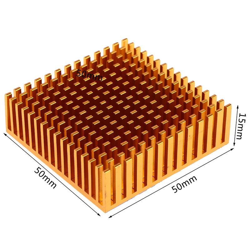White\Black\Gold 50*50*15MM With Thermal Conductive Adhesive Aluminum Heatsink Panel Heat Sink CPU Power IC Chip Cooler Radiator Peaceful Pleasures Health and Wellness Gold