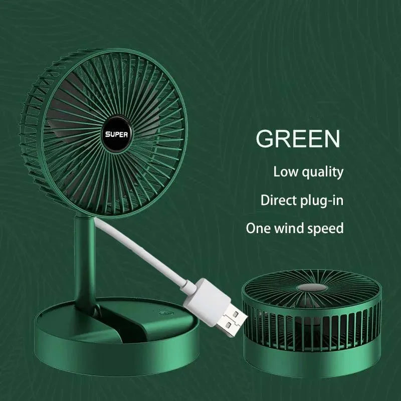 Rechargeable Electric Folding Fan Telescopic Small Fan Student Dormitory Office Desktop Mute Big Wind Camping Foldable Fan Peaceful Pleasures Health and Wellness WHITE