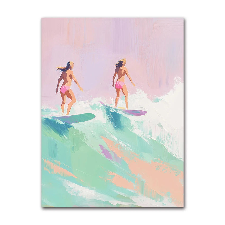 Beach Surfing Canvas Wall Art | Summer Seaside Poster Print Canvas Wall Art Peaceful Pleasures Health and Wellness 61739-06 40x60cm Unframed