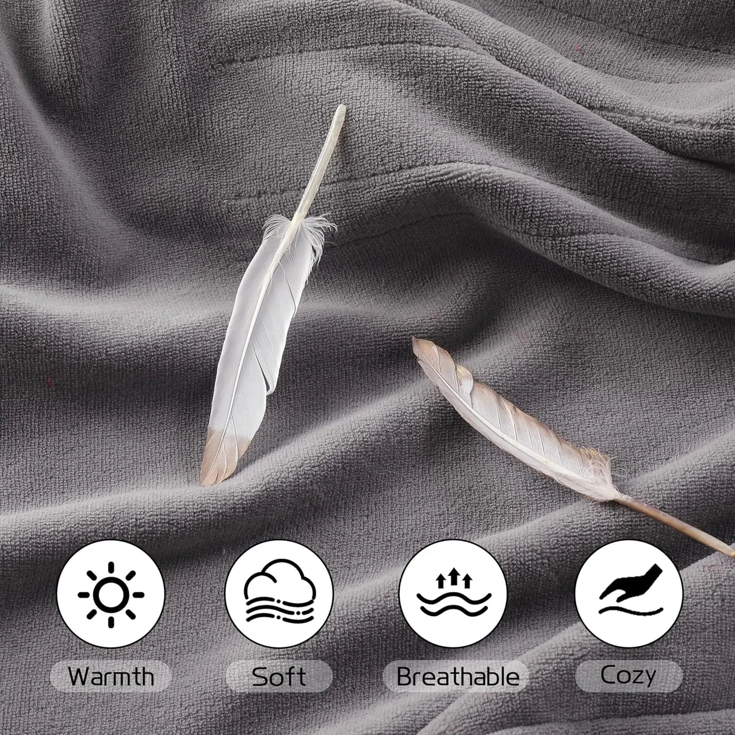 Full Size Electric Heated Blanket – 4 Levels, Light Gray Peaceful Pleasures Health and Wellness