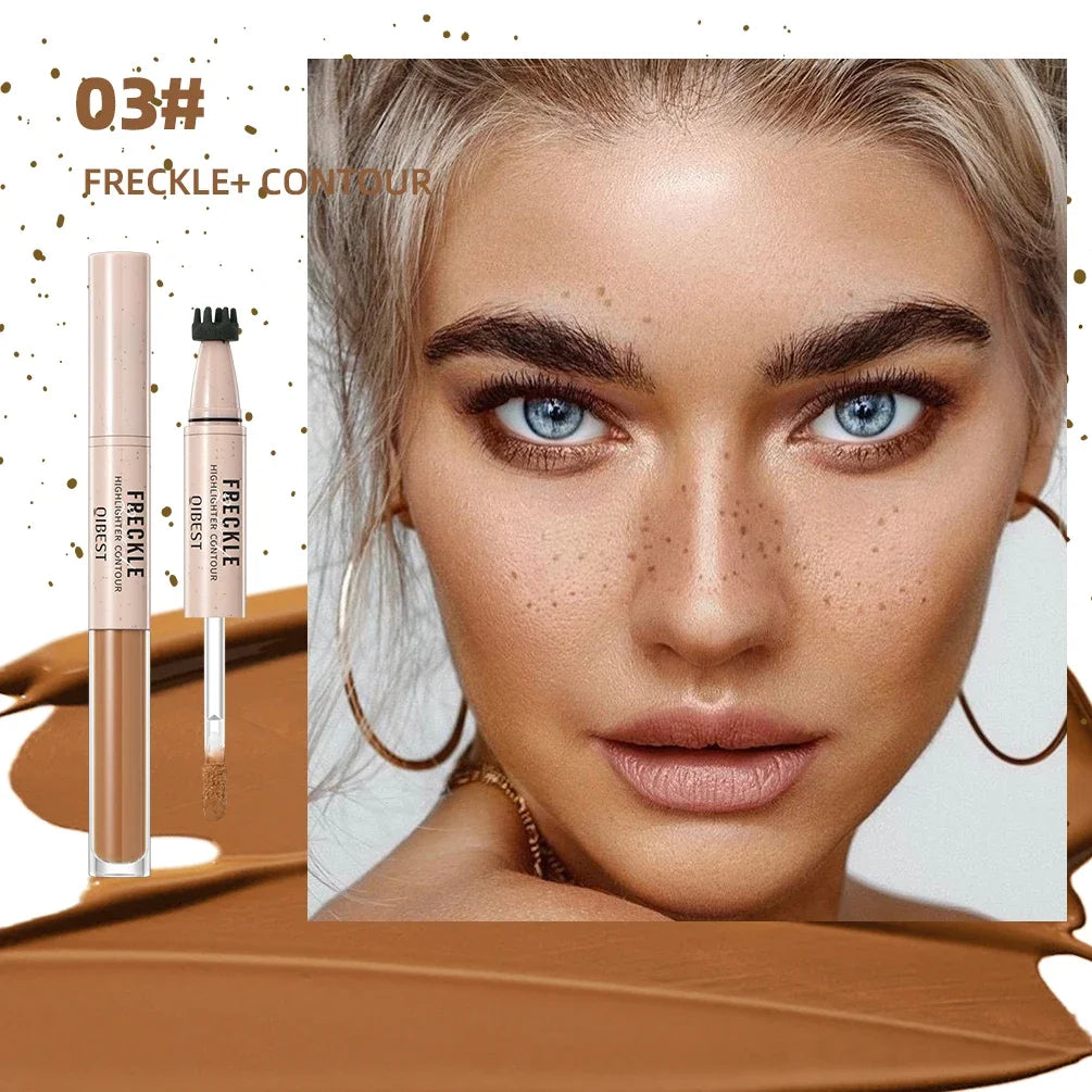 QIBEST Double-headed Freckle Highlighter Stick Fast-drying Waterproof Natural Liquid Contour Lasting Simulation Freckles Stamp Peaceful Pleasures Health and Wellness 03 Freckle contour
