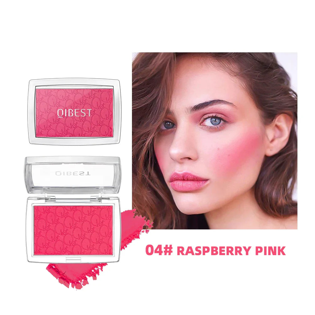 QiBest 3D Embossed Blush Palette – Peach, Pink & Coral Shades