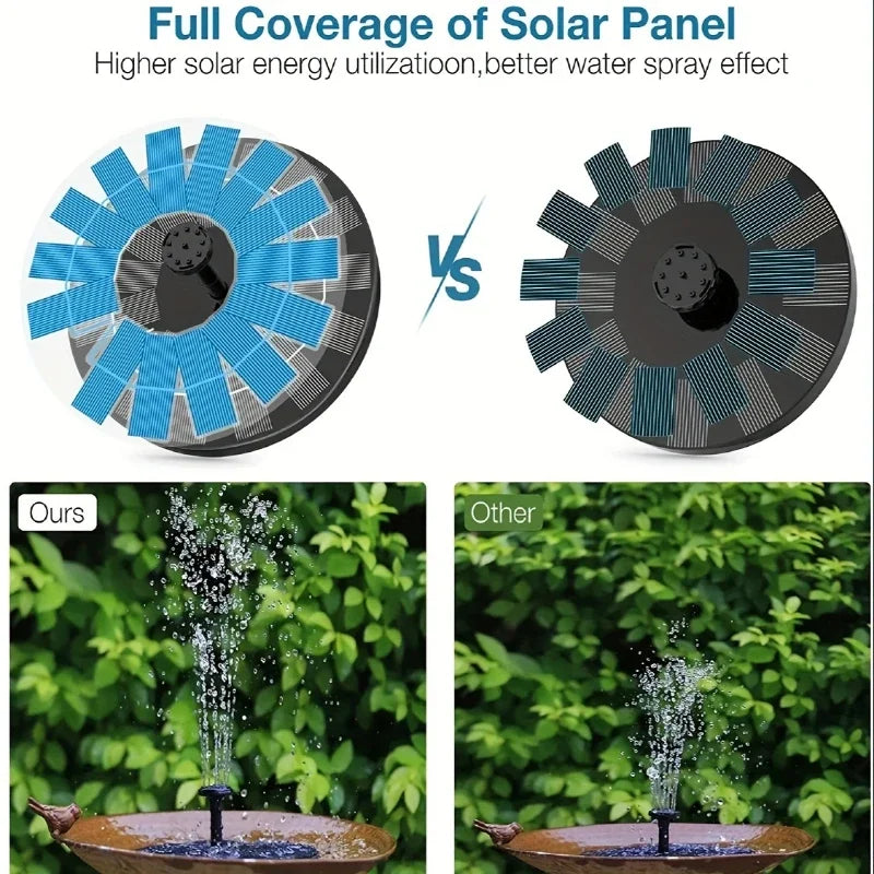 1W/1.4W/2.5W solar fountain with 6 nozzles suitable for gardens bird baths ponds swimming pools outdoor Peaceful Pleasures Health and Wellness