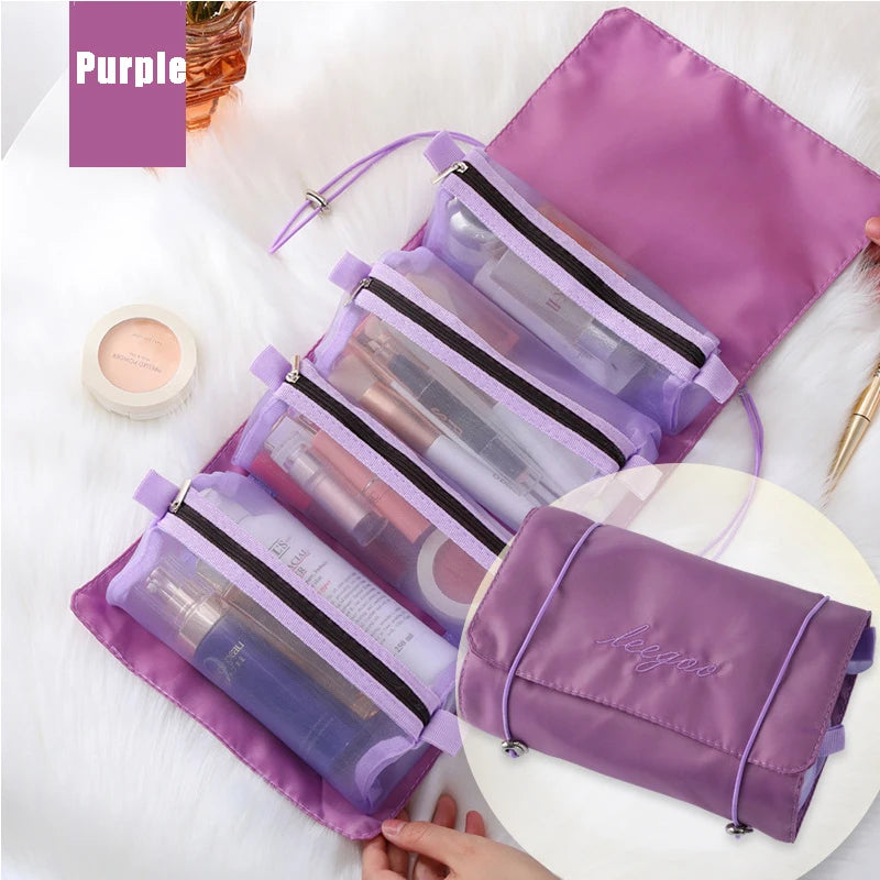 4-in-1 Foldable Hanging Cosmetic Bag | Travel Toiletry Organizer