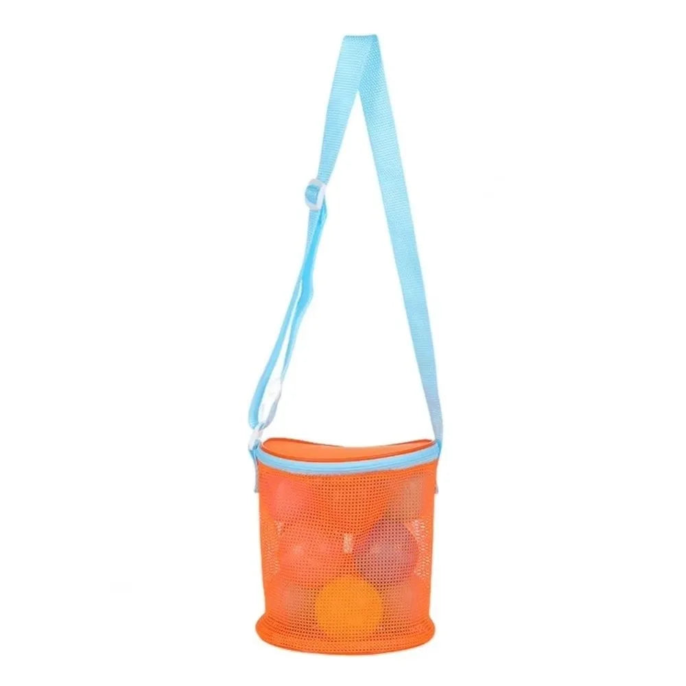 Shelling Collecting Tools Beach Mesh Bag Extra-Large Adjustable Straps Beach Storage Bags Shell Collecting Bag Pool Storage Peaceful Pleasures Health and Wellness Orange Blue